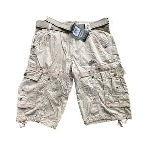 Royal Premium Mens Khaki Cargo Shorts With Belt RP41489 Size 36 Utility Tactical